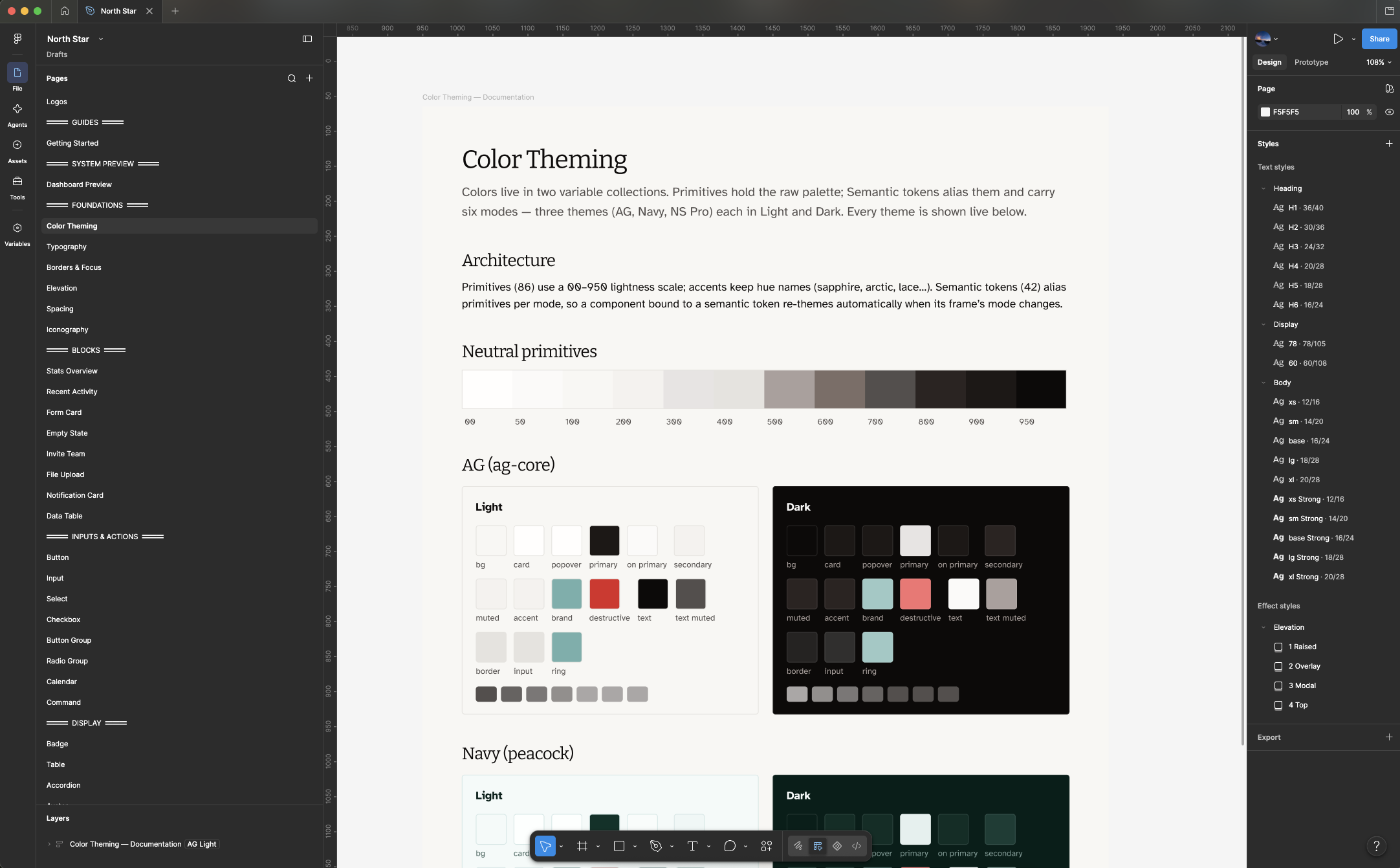 North Star color token structure in Figma